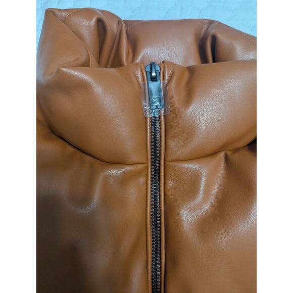 🤎 The Drop Priscilla Vegan Leather Puffer Size M NWT - Picture 7 of 12